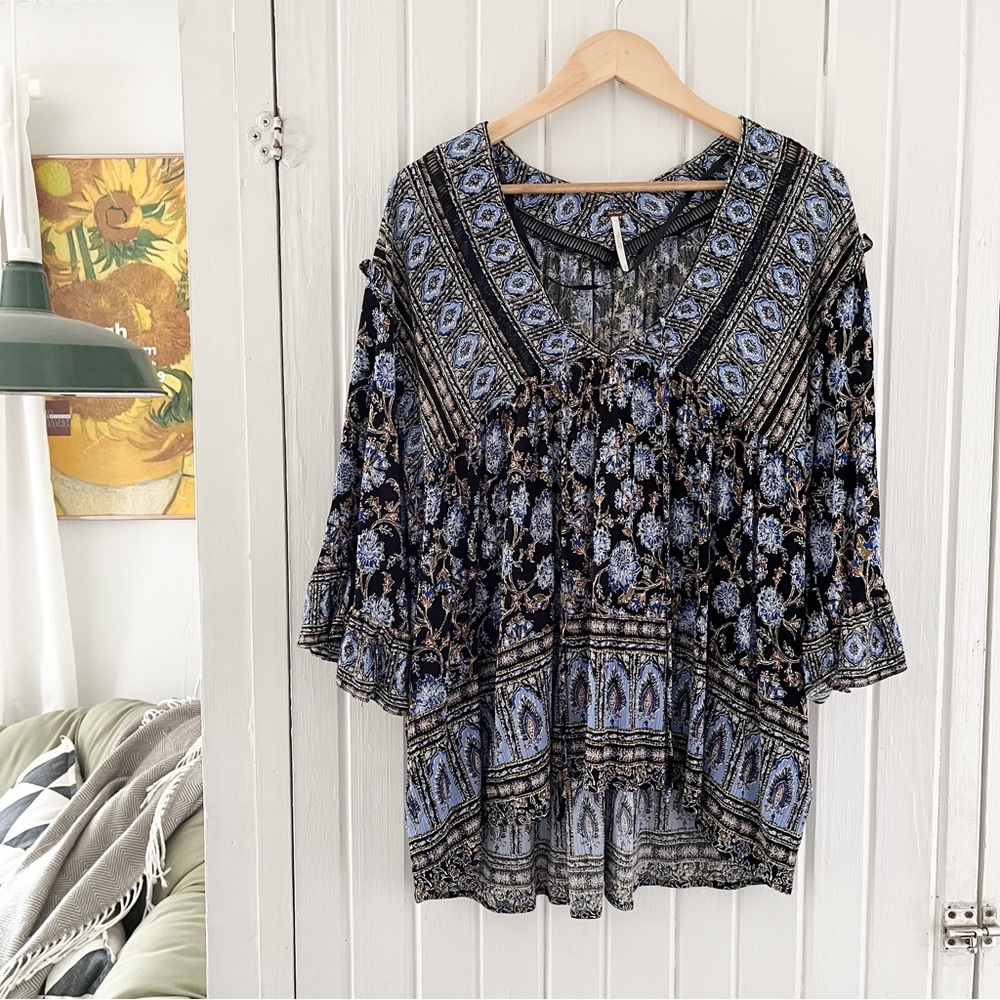 Free People Moonlight Dance Floral Tunic Top